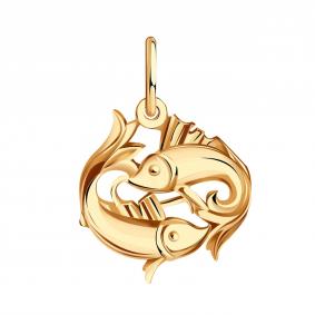 Золотая подвеска Знак зодиака Рыбы МАГНАТ М1106 рыбы М1106 рыбы фото